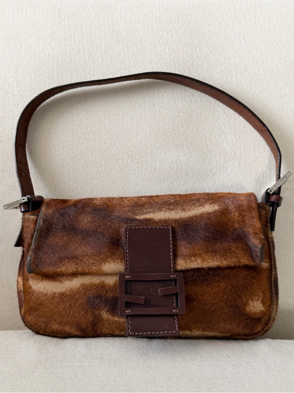 Fendi Brown Pony Hair Baguette